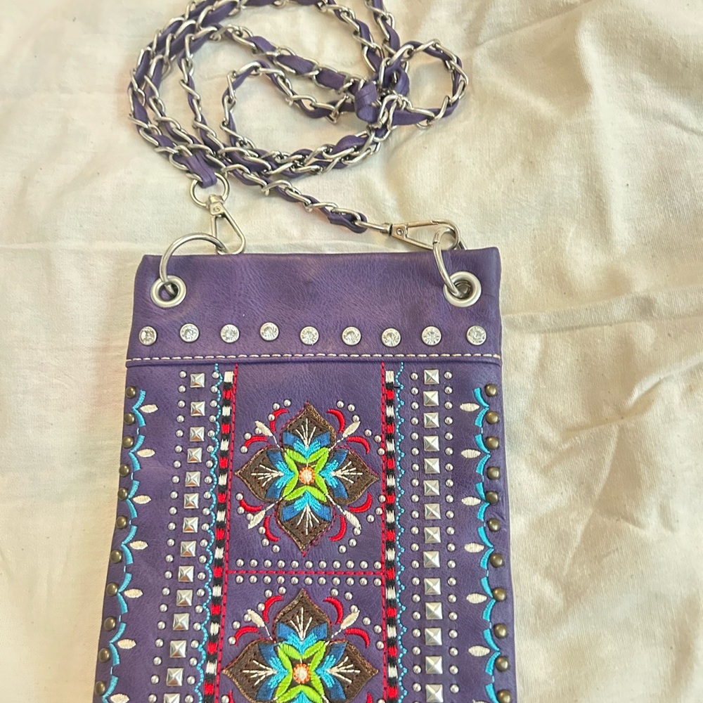 Embroidered Purple Crossbody Bag